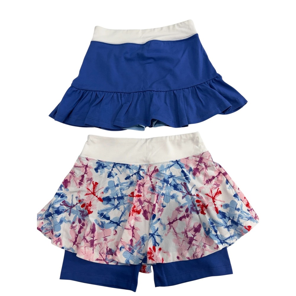Street Tennis Club Skort Bundle Girls Blue Floral Size M 8 Tenniscore 2pc